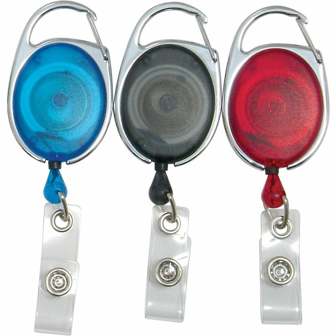 Image of SICURIX® Quick Clip Card Reels, 30" Extension, Blue/Red/Smoke, 3/Pack