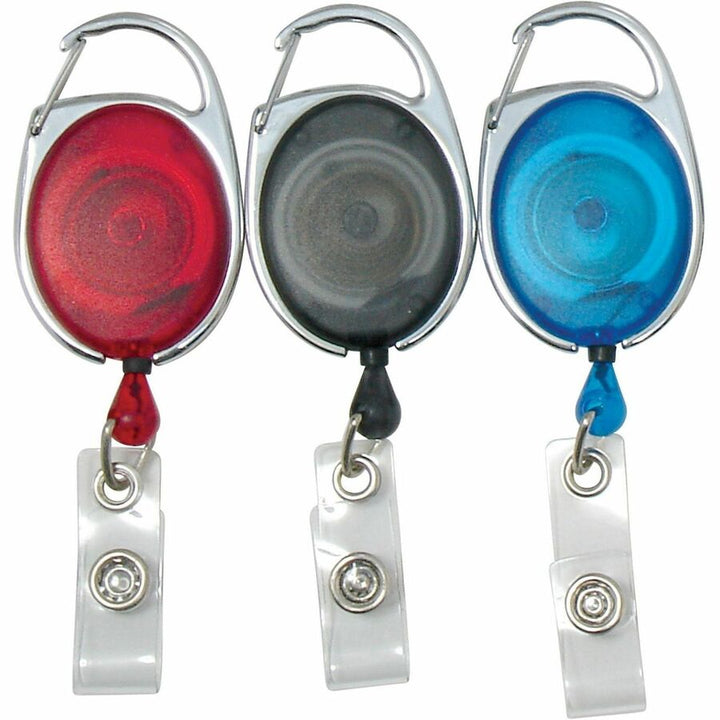 Image of SICURIX® Quick Clip Card Reels, 30" Extension, Blue/Red/Smoke, 3/Pack
