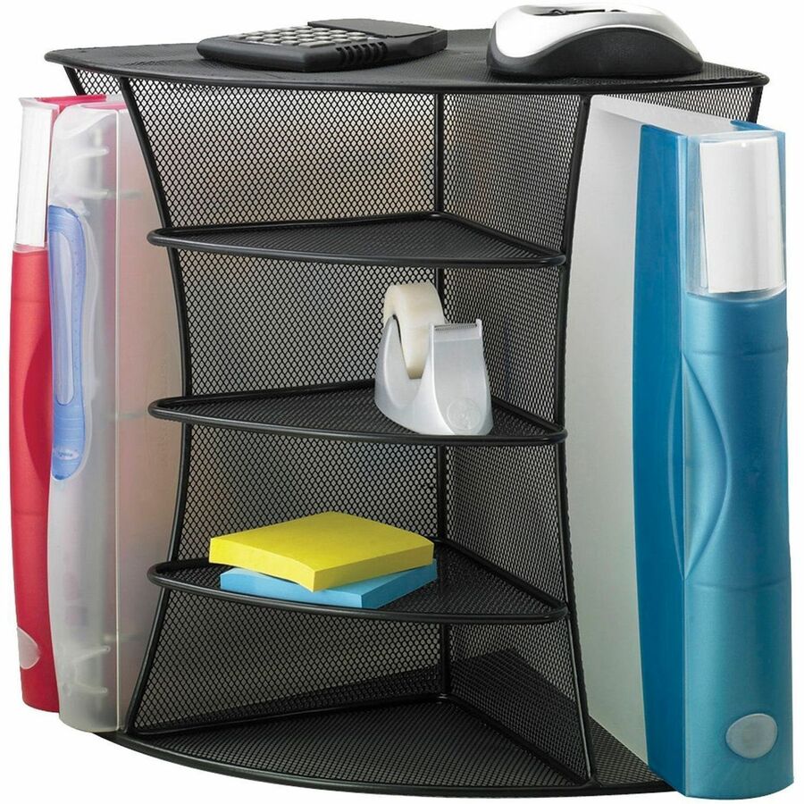 Image of Safco® Onyx Mesh Corner Organizer, Six Sections, 15 X 11 X 13, Black