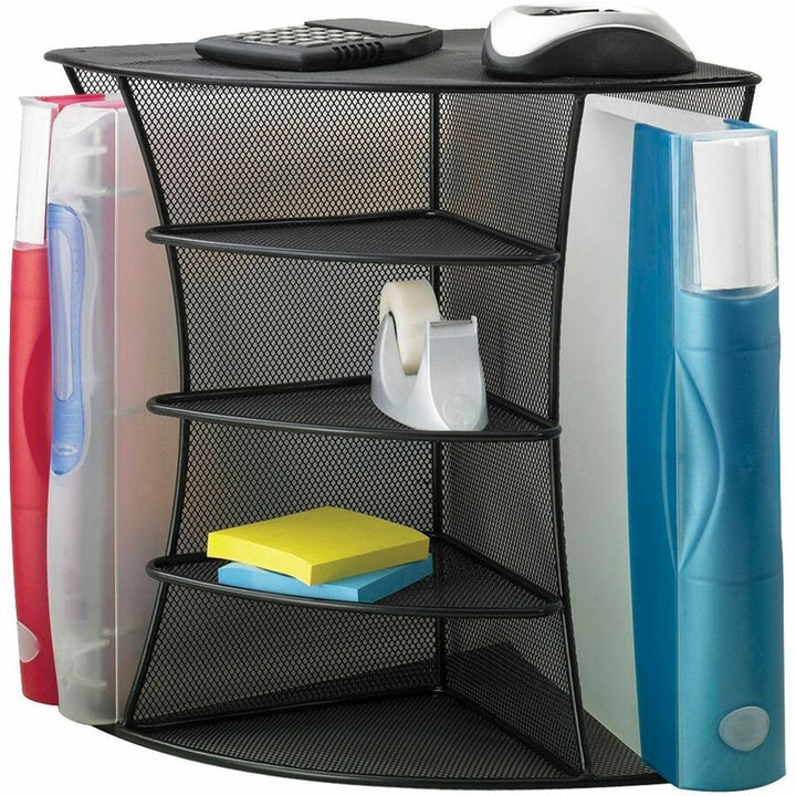Image of Safco® Onyx Mesh Corner Organizer, Six Sections, 15 X 11 X 13, Black