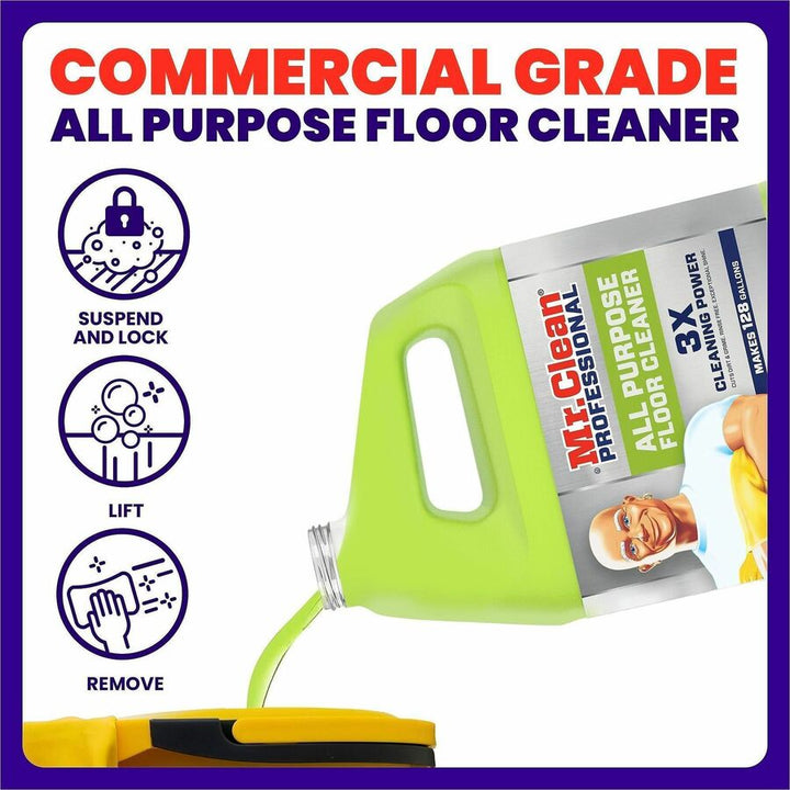 Image of Mr. Clean 02621 Professional Finished Floor Cleaner, For Tile, Liquid, 128 fl oz (4 quart), Residue-free, Yellow, 1 Each
