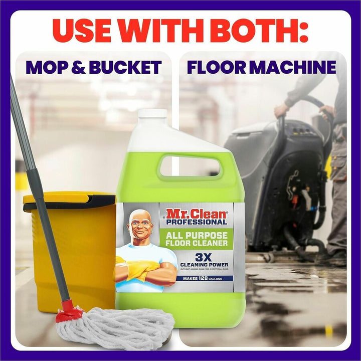 Image of Mr. Clean 02621 Professional Finished Floor Cleaner, For Tile, Liquid, 128 fl oz (4 quart), Residue-free, Yellow, 1 Each