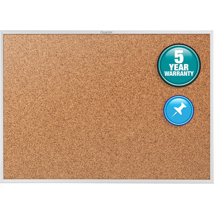 Image of Quartet® Classic Series Cork Bulletin Board, 60" x 36", Tan Surface, Anodized Aluminum Frame