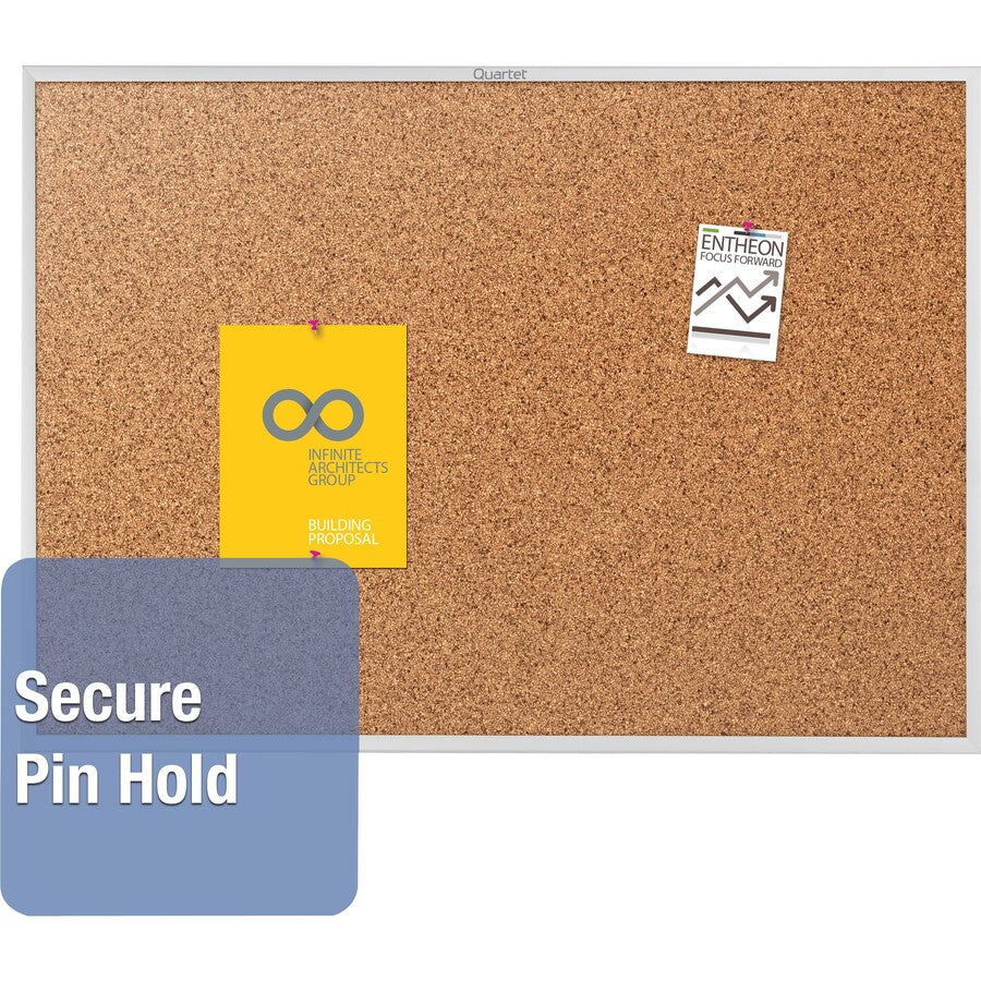 Image of Quartet® Classic Series Cork Bulletin Board, 60" x 36", Tan Surface, Anodized Aluminum Frame