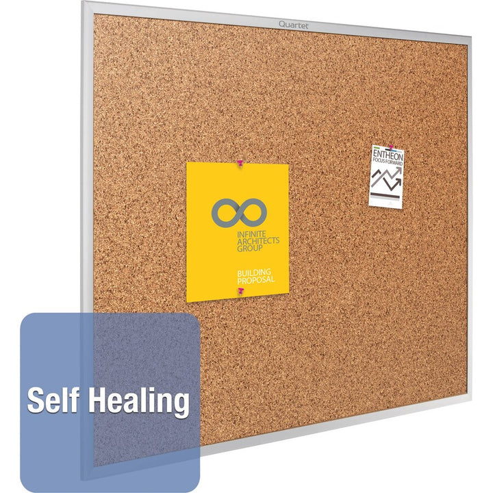 Image of Quartet® Classic Series Cork Bulletin Board, 60" x 36", Tan Surface, Anodized Aluminum Frame
