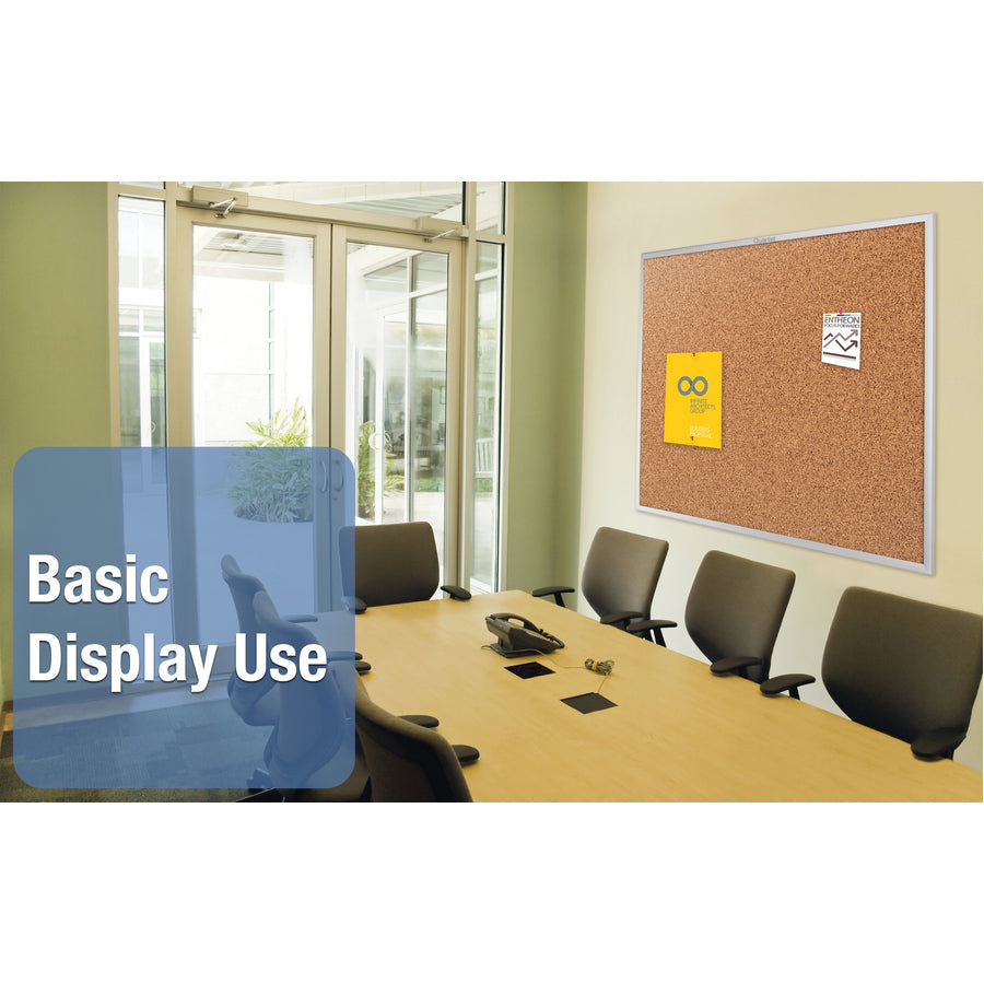 Image of Quartet® Classic Series Cork Bulletin Board, 60" x 36", Tan Surface, Anodized Aluminum Frame