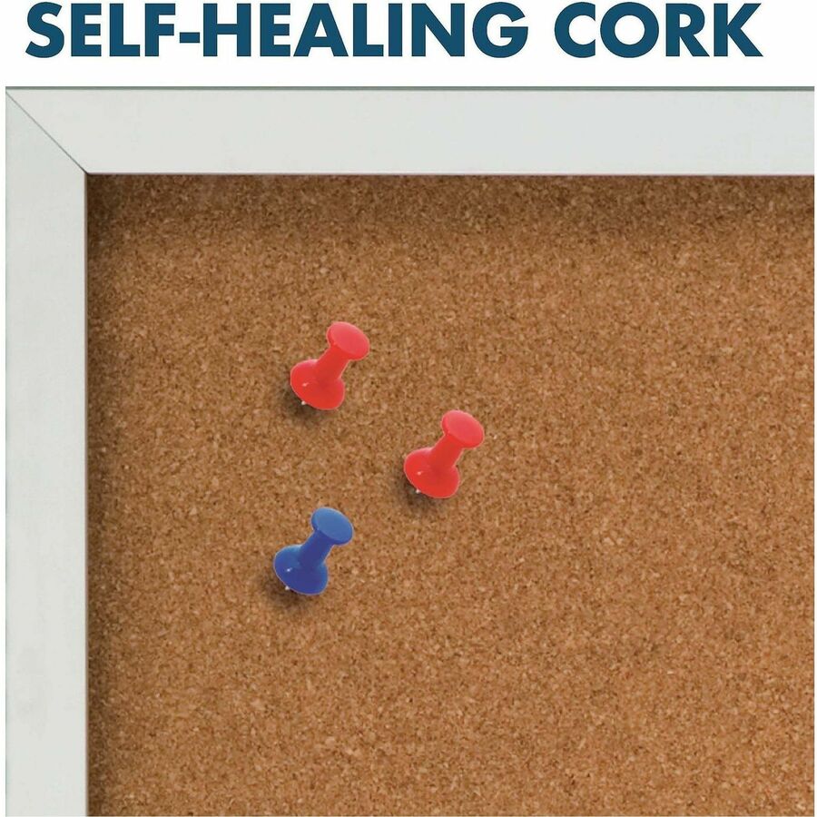Image of Quartet® Cork Board W/Glass Door, 3 Door, 6'x4', Aluminum Frame