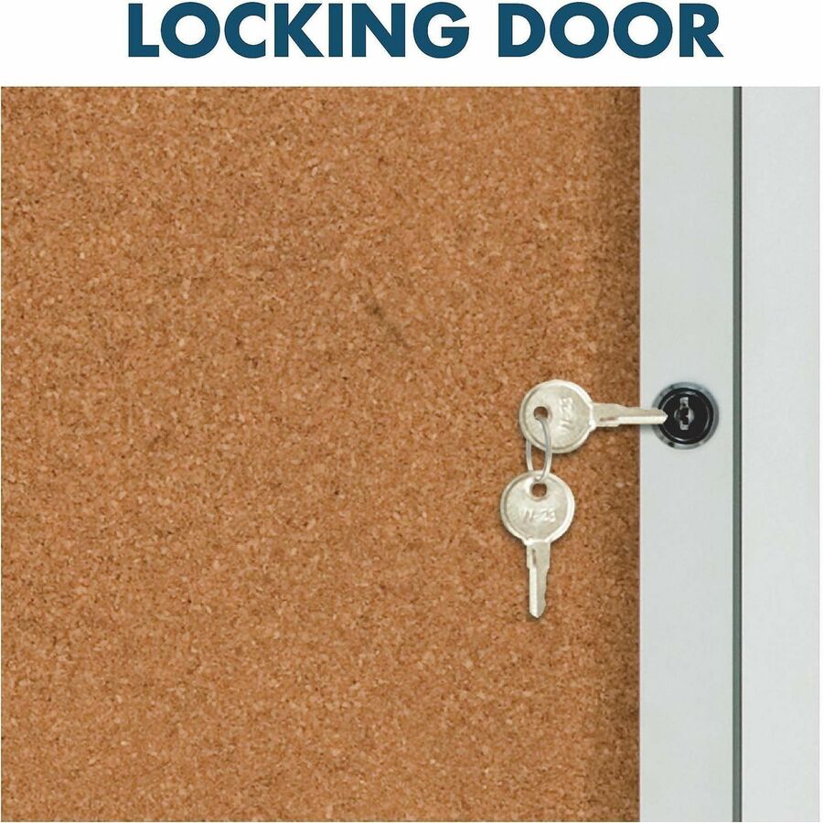 Image of Quartet® Cork Board W/Glass Door, 3 Door, 6'x4', Aluminum Frame