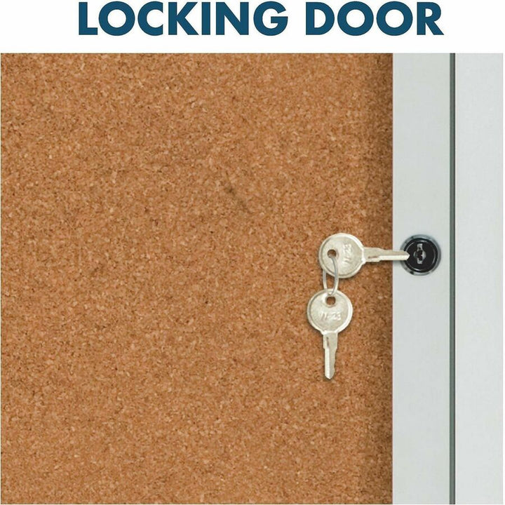 Image of Quartet® Cork Board W/Glass Door, 3 Door, 6'x4', Aluminum Frame