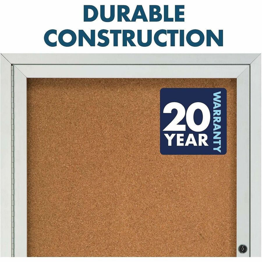 Image of Quartet® Cork Board W/Glass Door, 3 Door, 6'x4', Aluminum Frame