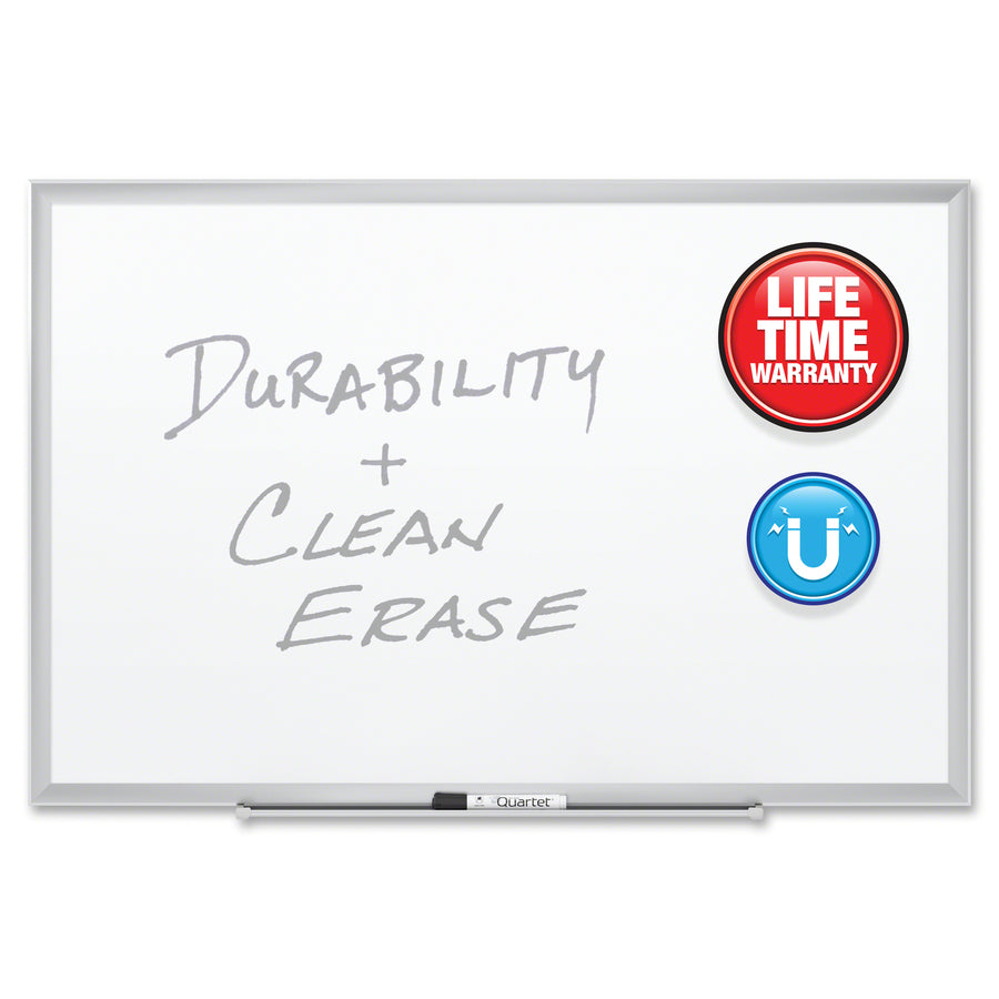Image of Quartet® Classic Series Porcelain Magnetic Dry Erase Board, 72" x 48", White Surface, Satin Aluminum Frame