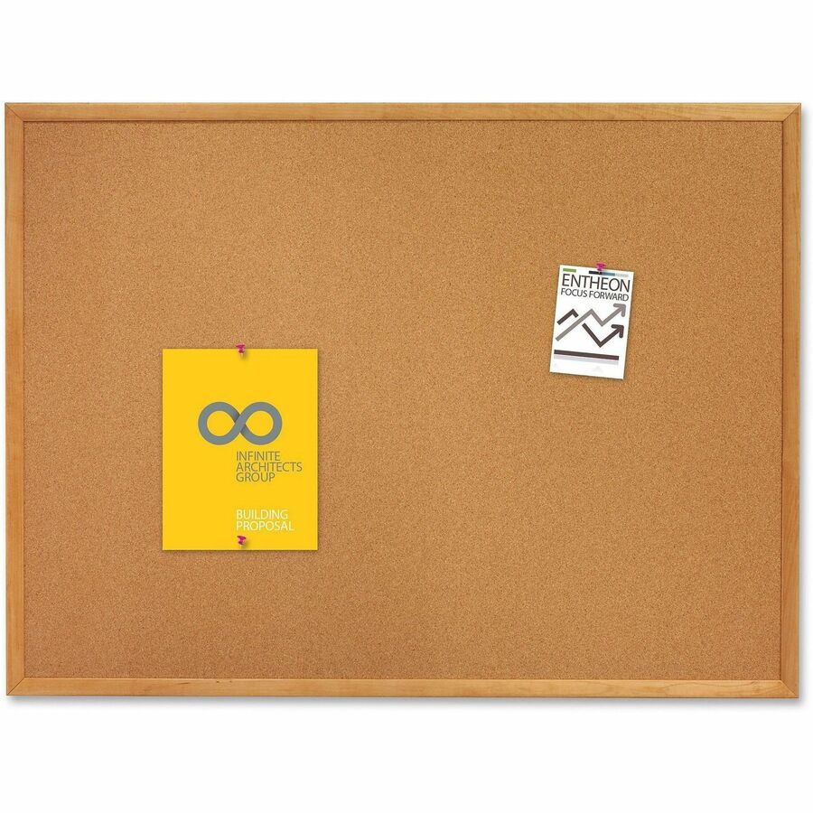 Image of Quartet® Classic Series Cork Bulletin Board, 96" x 48", Tan Surface, Oak Finished Fiberboard (MDF) Frame