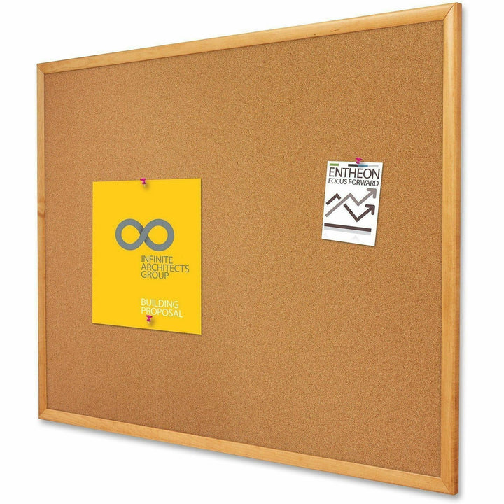 Image of Quartet® Classic Series Cork Bulletin Board, 96" x 48", Tan Surface, Oak Finished Fiberboard (MDF) Frame