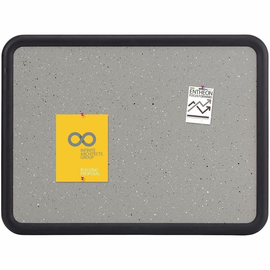 Image of Quartet® Contour Granite Board, 48" x 36", Granite Gray Surface, Black Plastic Frame