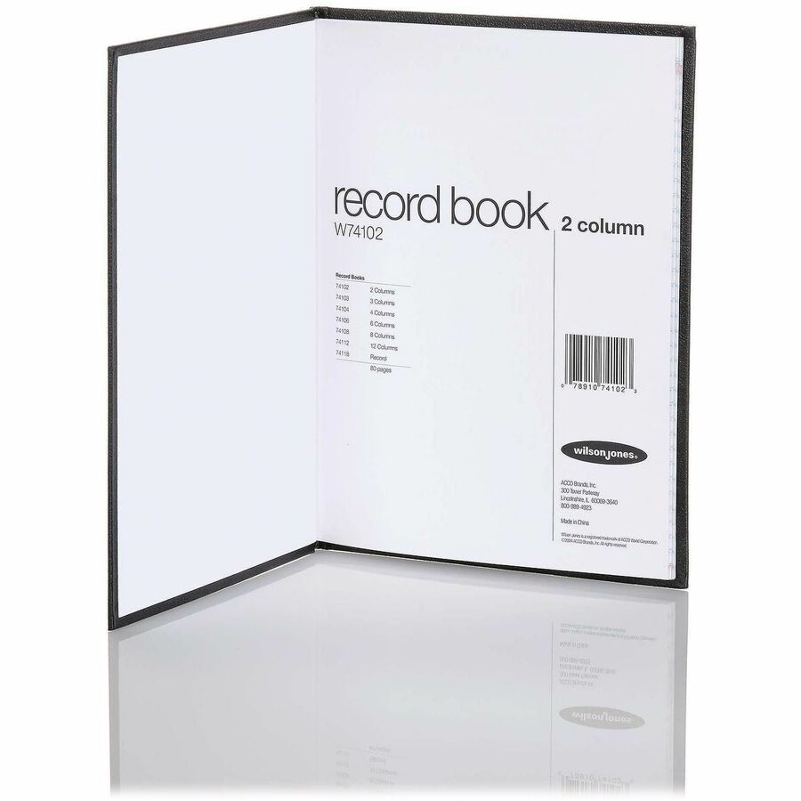 Image of Wilson Jones® 2 Column Book, 80 pages, 9-1/4"x7", Black