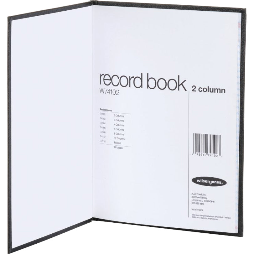 Image of Wilson Jones® 2 Column Book, 80 pages, 9-1/4"x7", Black