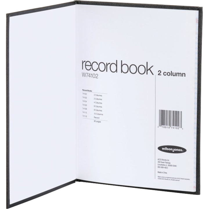 Image of Wilson Jones® 2 Column Book, 80 pages, 9-1/4"x7", Black