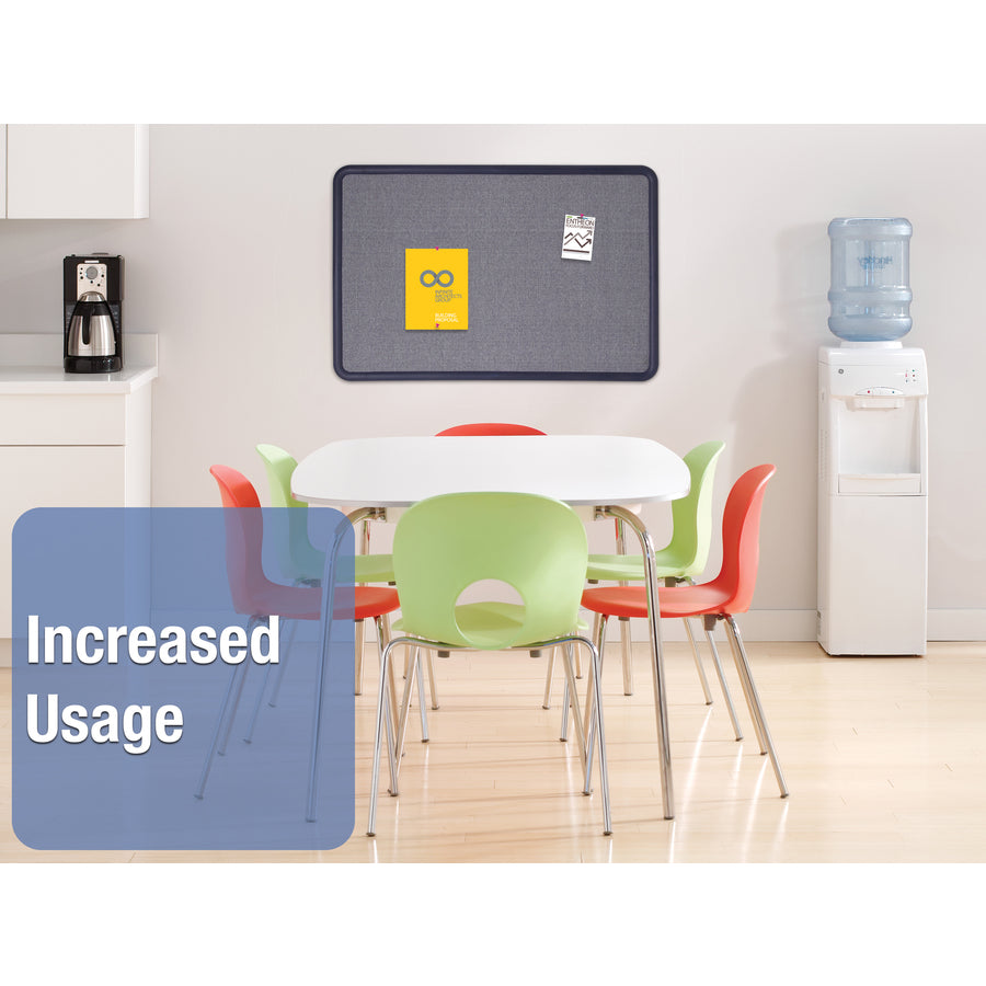 Image of Quartet® Contour Fabric Bulletin Board, 48" x 36", Light Blue Surface, Navy Blue Plastic Frame