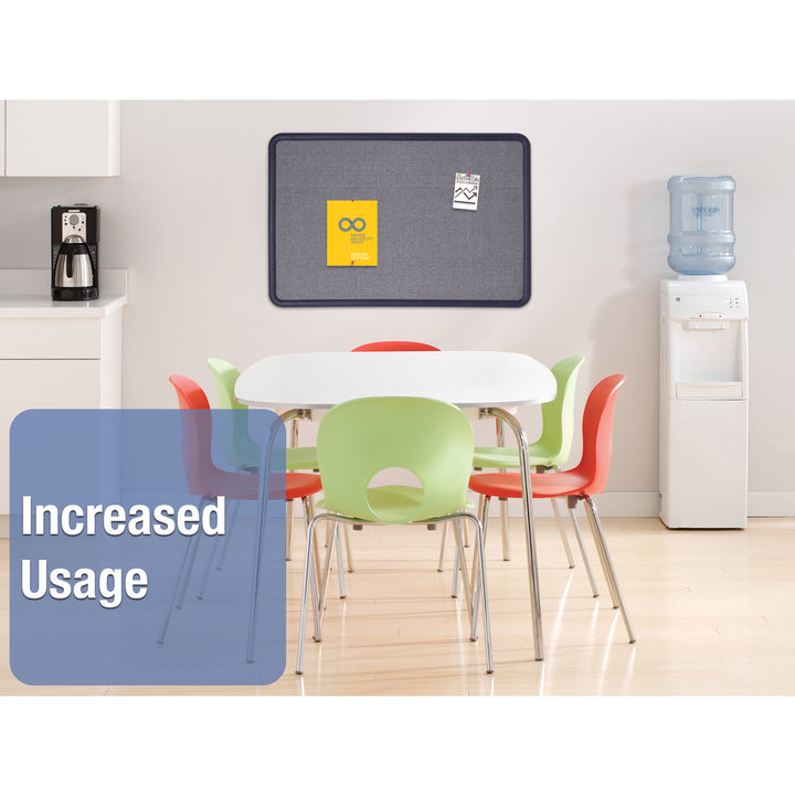 Image of Quartet® Contour Fabric Bulletin Board, 48" x 36", Light Blue Surface, Navy Blue Plastic Frame