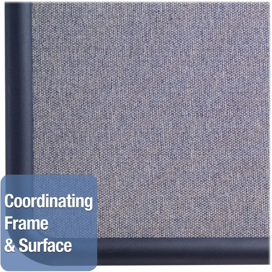 Image of Quartet® Contour Fabric Bulletin Board, 48" x 36", Light Blue Surface, Navy Blue Plastic Frame