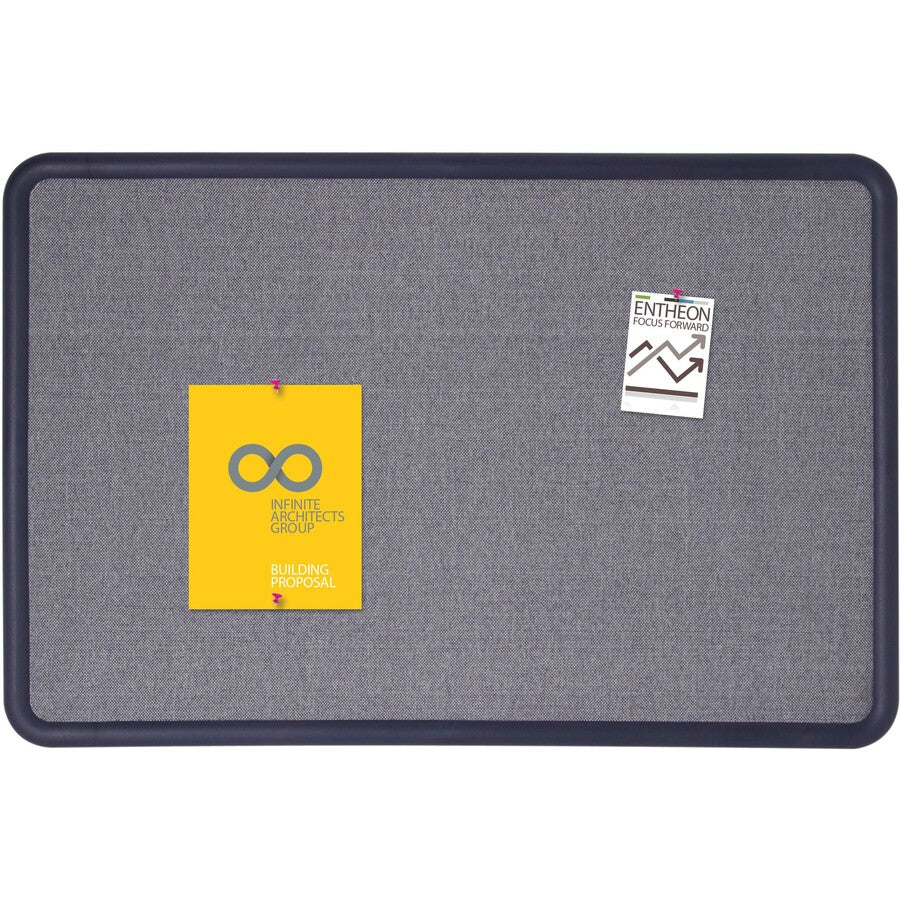 Image of Quartet® Contour Fabric Bulletin Board, 48" x 36", Light Blue Surface, Navy Blue Plastic Frame