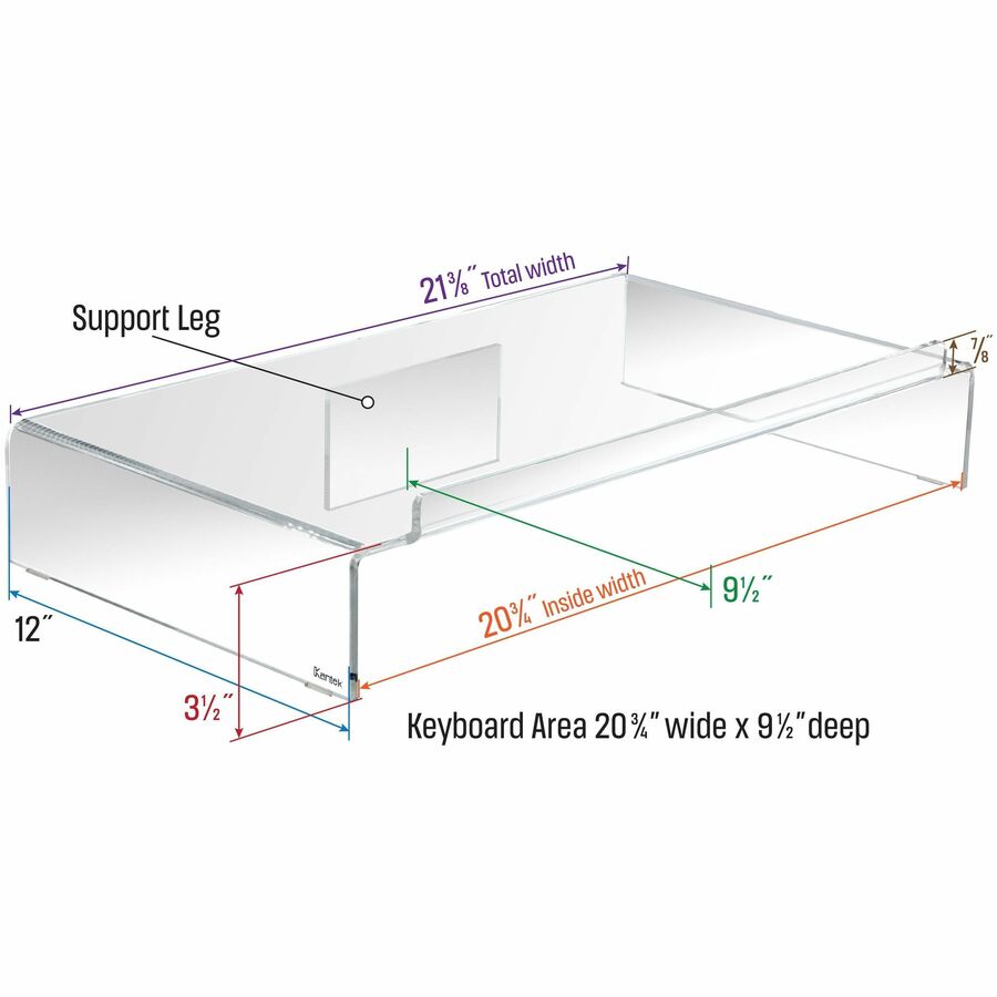 Image of Kantek Acrylic Monitor Stand, 21-1/4"x11-1/2"x3-3/4", Clear