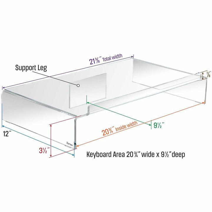 Image of Kantek Acrylic Monitor Stand, 21-1/4"x11-1/2"x3-3/4", Clear