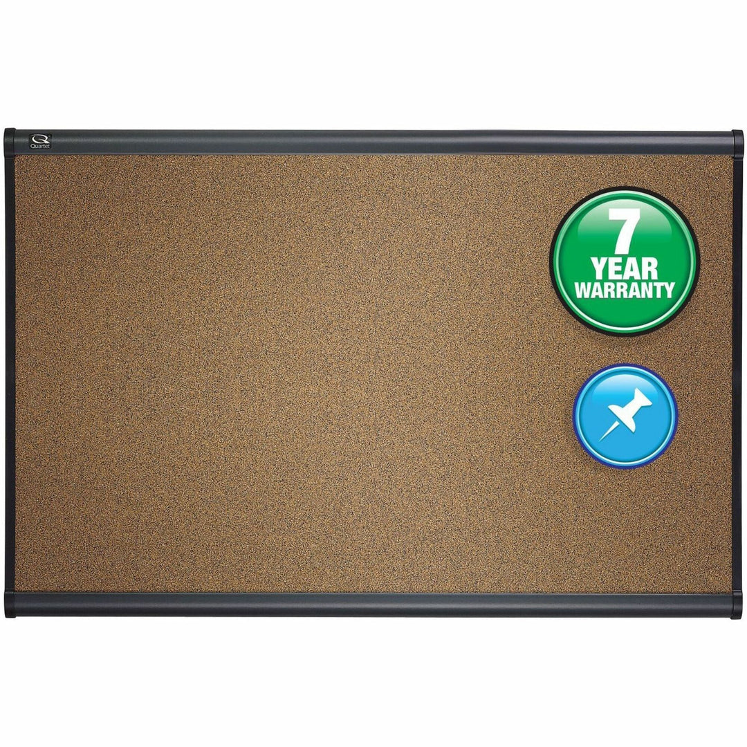 Image of Quartet® Prestige Colored Cork Bulletin Board, 48" x 36", Brown Surface, Graphite Gray Fiberboard/Plastic Frame