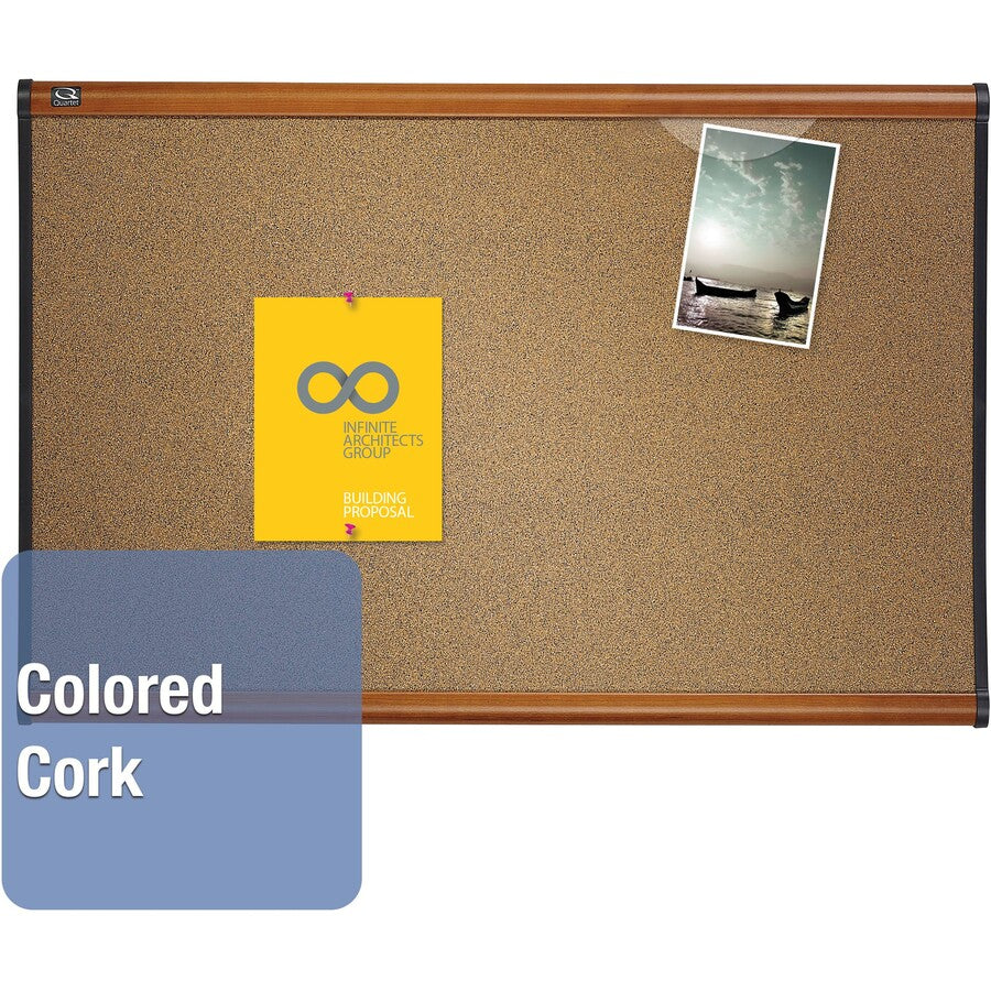 Image of Quartet® Bulletin Board, 6'x4', Light Cherry Frame