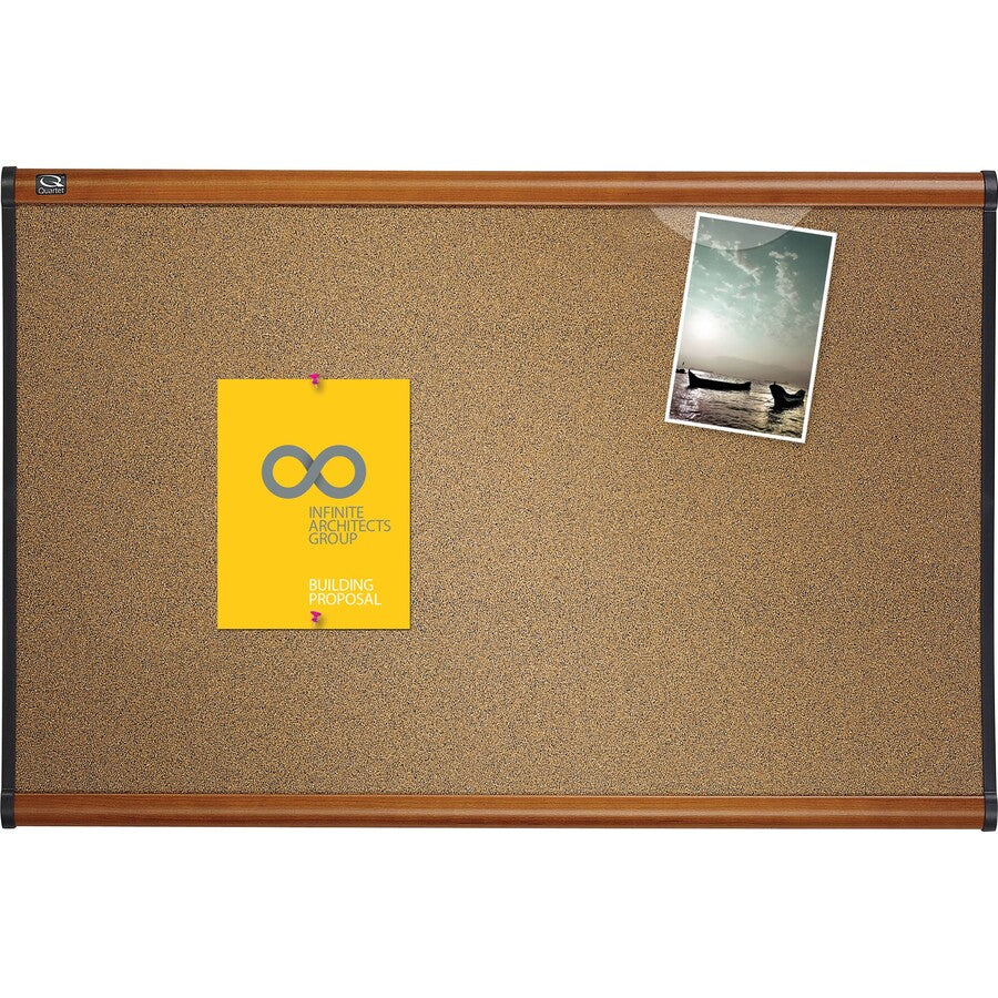Image of Quartet® Bulletin Board, 6'x4', Light Cherry Frame