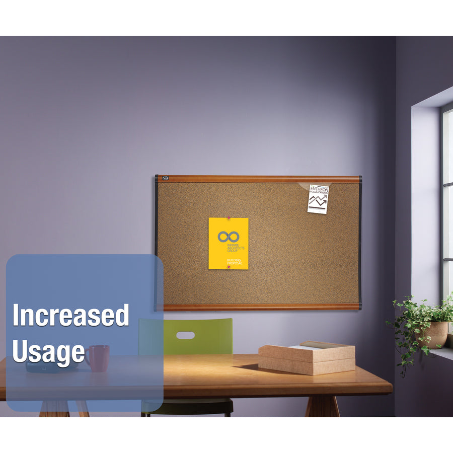 Image of Quartet® Bulletin Board, 6'x4', Light Cherry Frame