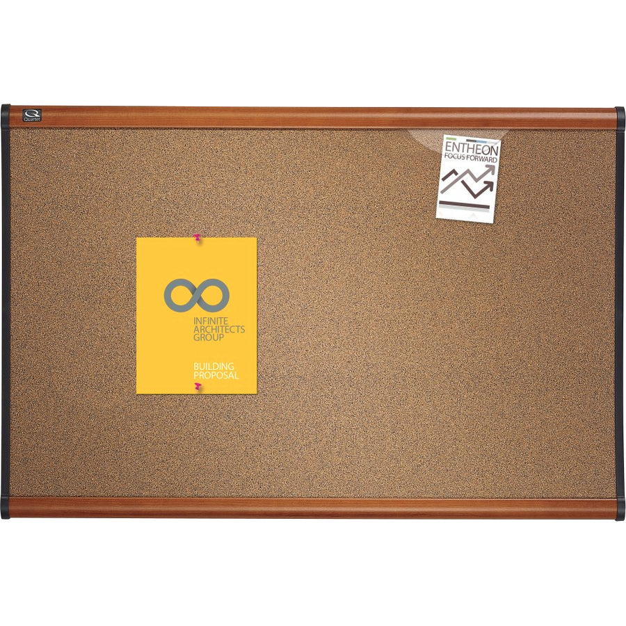 Image of Quartet® Bulletin Board, 6'x4', Light Cherry Frame