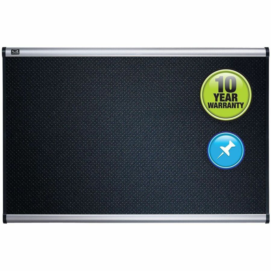 Image of Quartet® Prestige Black Embossed Foam Bulletin Board, 48" x 36", Black Surface, Silver Aluminum/Plastic Frame