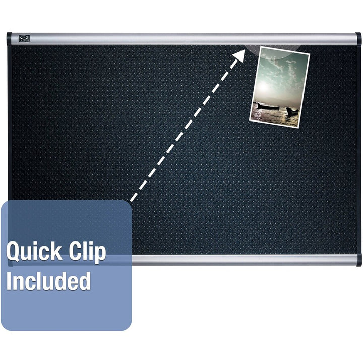 Image of Quartet® Prestige Black Embossed Foam Bulletin Board, 48" x 36", Black Surface, Silver Aluminum/Plastic Frame