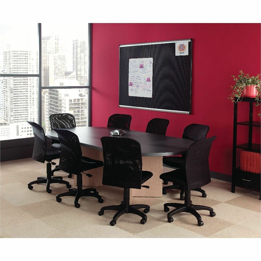 Image of Quartet® Prestige Black Embossed Foam Bulletin Board, 48" x 36", Black Surface, Silver Aluminum/Plastic Frame