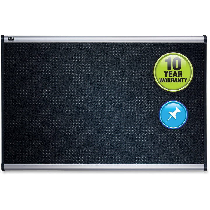 Image of Quartet® Prestige Black Embossed Foam Bulletin Board, 48" x 36", Black Surface, Silver Aluminum/Plastic Frame