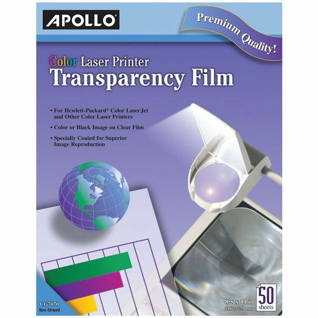 Image of Apollo® Color Laser Transparency Film, 8.5 X 11, 50/box