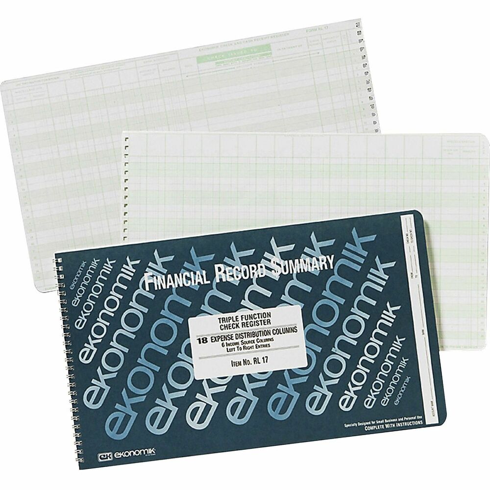 Image of Ekonomik Check Registry,18 Expense Colm. on Right,Gn Ink/White Paper