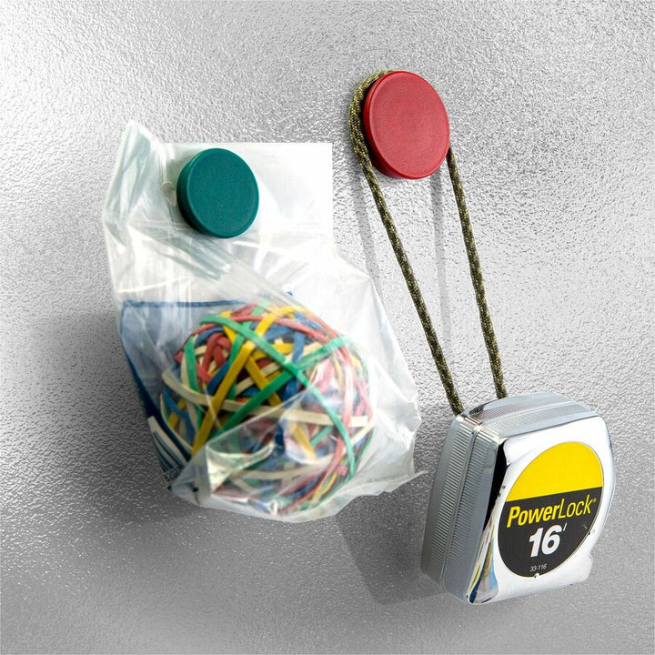 Image of Officemate 92501 Heavy-Duty Assorted Magnets, 12 x Small, 12 x Medium, 6 x Large, 1 Each, Red, Yellow, White, Blue, Green