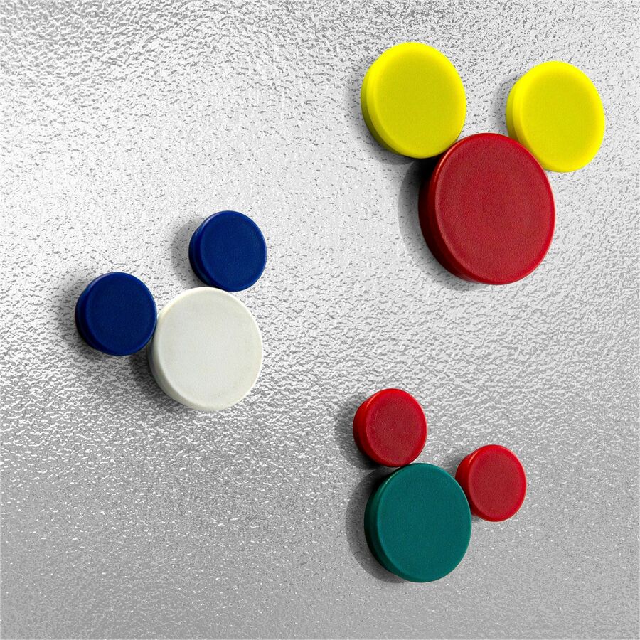 Image of Officemate 92501 Heavy-Duty Assorted Magnets, 12 x Small, 12 x Medium, 6 x Large, 1 Each, Red, Yellow, White, Blue, Green