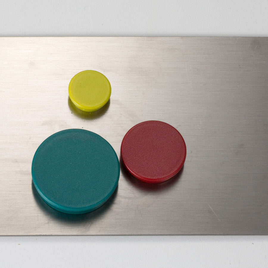 Image of Officemate 92501 Heavy-Duty Assorted Magnets, 12 x Small, 12 x Medium, 6 x Large, 1 Each, Red, Yellow, White, Blue, Green