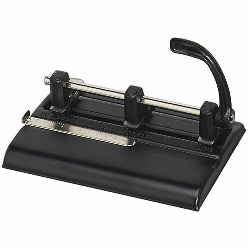 Image of Master Heavy-Duty 3-Hole Punch, Adjust Center, 40 Sht Cap, BK