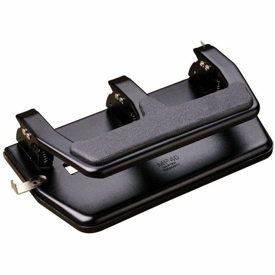 Image of Master® 30-Sheet Heavy-Duty Three-Hole Punch With Gel Padded Handle, 9/32" Holes, Black