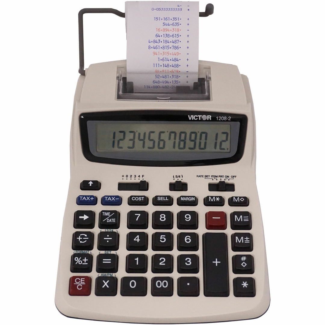 Image of Victor® 1208-2 Two-Color Compact Printing Calculator, Black/red Print, 2.3 Lines/sec