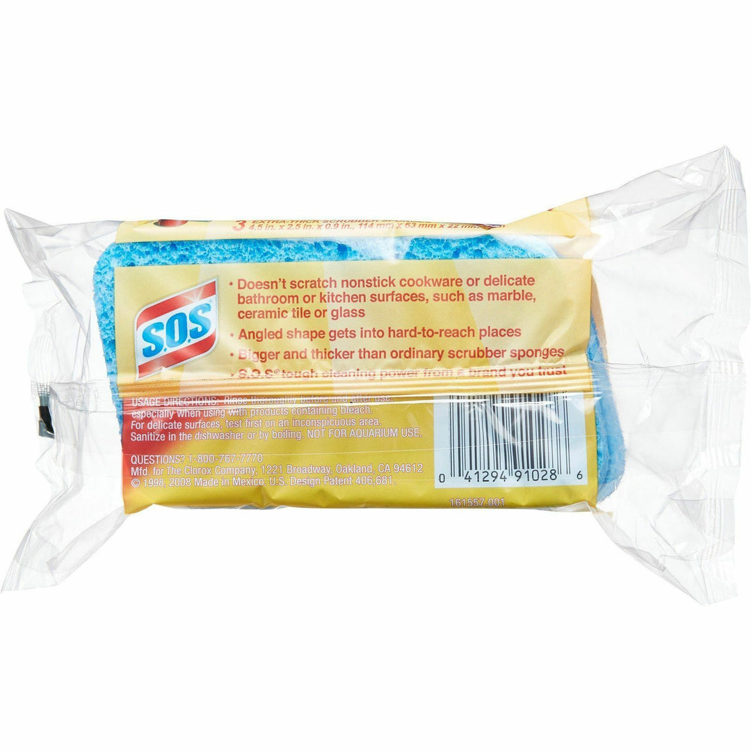 Image of Clorox® Scrubber Sponge, All Surface, 3"x5-1/4", 3/PK, Blue