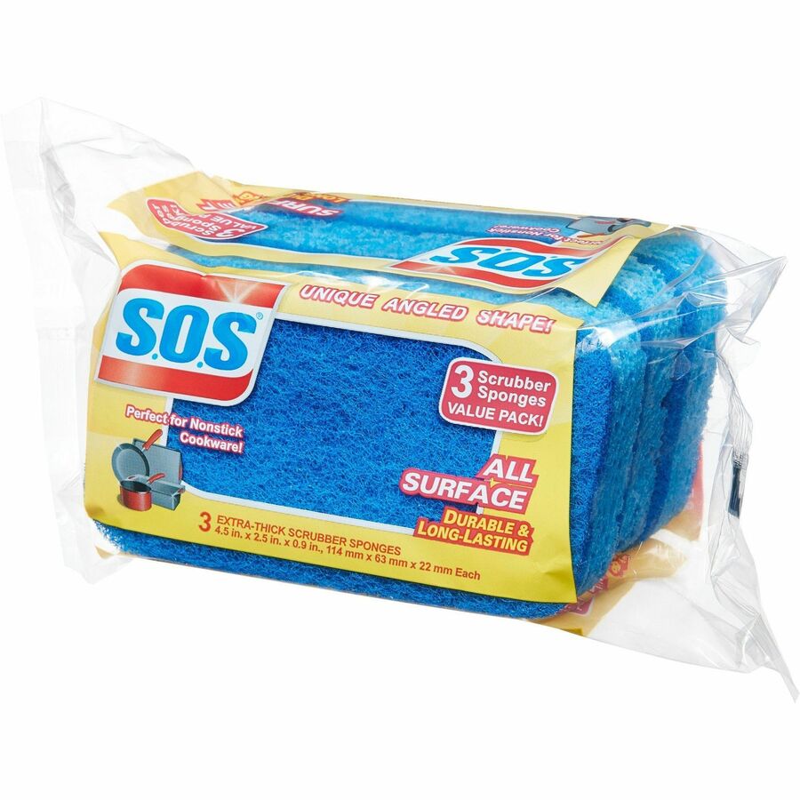 Image of Clorox® Scrubber Sponge, All Surface, 3"x5-1/4", 3/PK, Blue