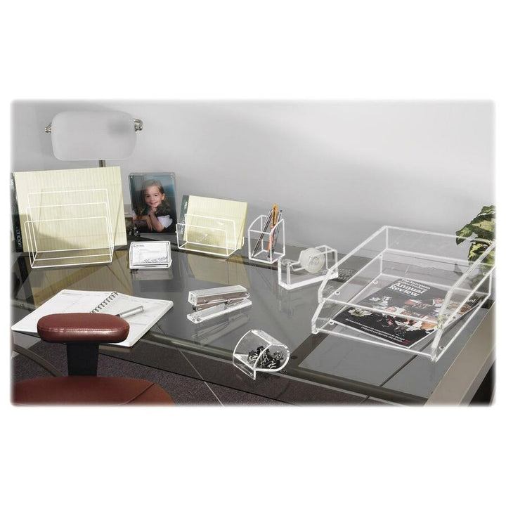 Image of Kantek AD15 Double Letter Tray, 2 Tier(s), 2.50" H x 10.50" W x 13.75" Depth, Desktop, Non-skid Base, Clear, Acrylic, 1 Set