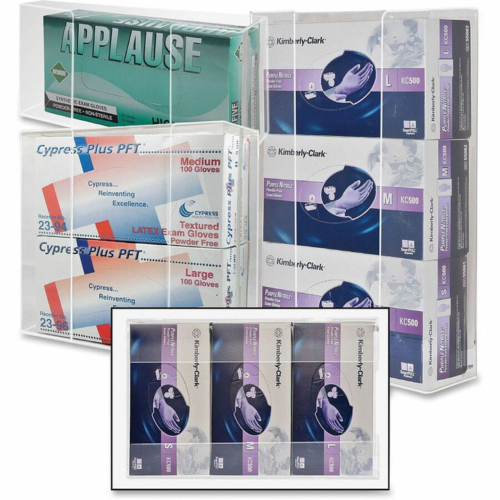 Image of Kantek Glove Box Holder, Triple, 11"x3-1/2"x14-1/2", Clear