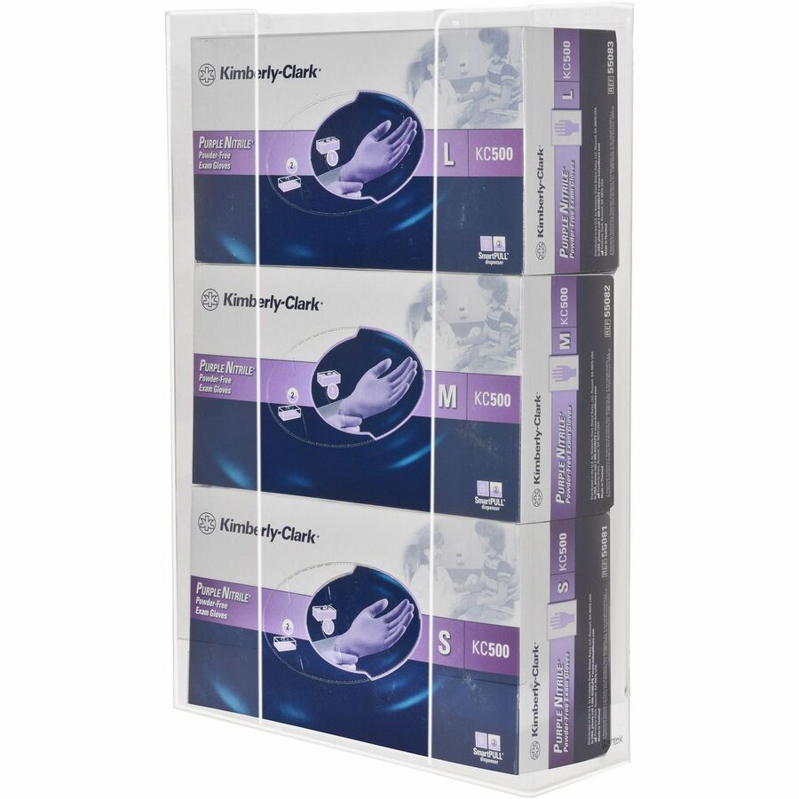 Image of Kantek Glove Box Holder, Triple, 11"x3-1/2"x14-1/2", Clear