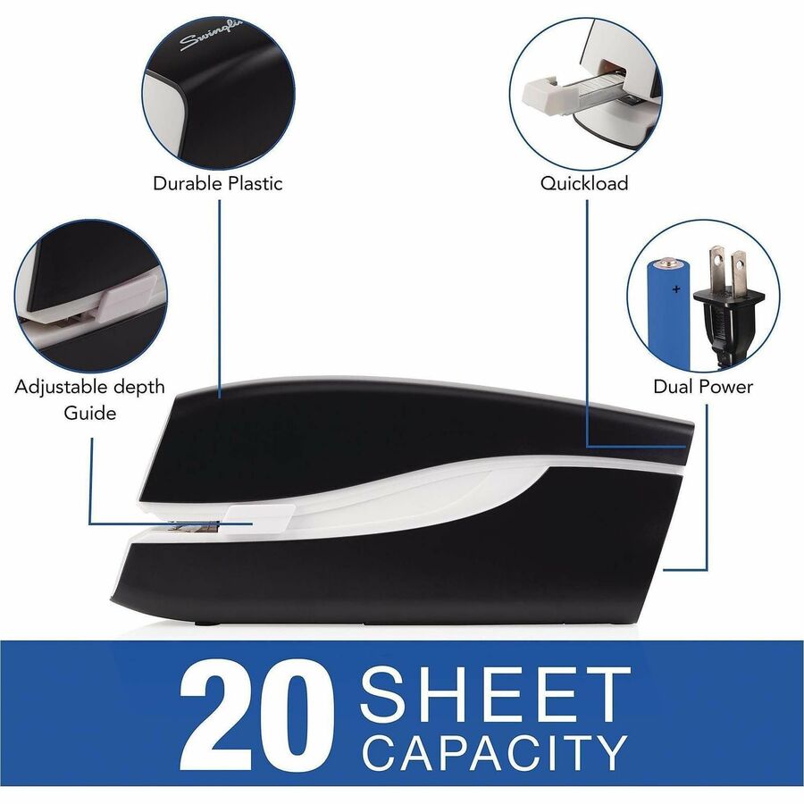 Image of Swingline® Portable Electric Stapler, 20-Sheet Capacity, Black